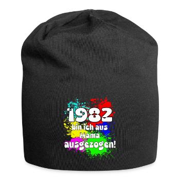 1982 bin ich aus meiner Mama ausgeszogen - Jersey-Beanie - Schwarz - Vorne