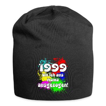 1999 bin ich aus meiner Mama ausgeszogen - Jersey-Beanie - Schwarz - Vorne