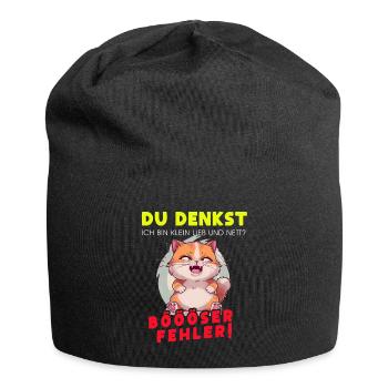 Cat Tshirt Kids Women Funny Small Sarcasm - Jersey Beanie - black - Front