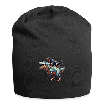 Geometric Art Dinosaur T-Rex Rottweiler - Jersey Beanie - black - Front