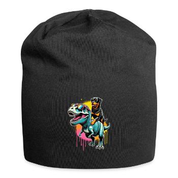 Splash Art Dinosaurier T-Rex Rottweiler Tyrannosaurus - Jersey-Beanie - Schwarz - Vorne