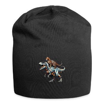 Geometrische Kunst Dinosaurier T-Rex Bengalkatze - Jersey-Beanie - Schwarz - Vorne
