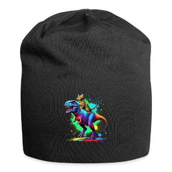 Splash Art Dinosaurier T-Rex Bengalkatze Tyrannosaurus - Jersey-Beanie - Schwarz - Vorne