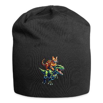 Geometrische Kunst Dinosaurier T-Rex Bengalkatze - Jersey-Beanie - Schwarz - Vorne