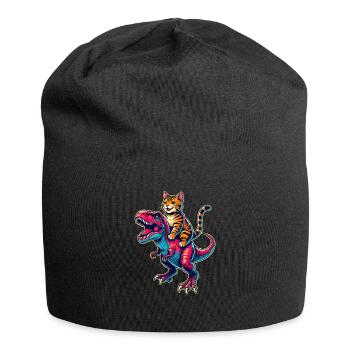 Dinosaurier T-Rex Bengalkatze Tyrannosaurus Rex - Jersey-Beanie - Schwarz - Vorne