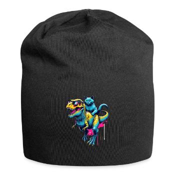 Pop Art Dinosaur T-Rex Chartreux Tyrannosaurus - Jersey Beanie - black - Front