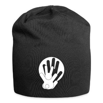 Schattenspiel Schatten Hände Hase - Jersey-Beanie - Schwarz - Vorne