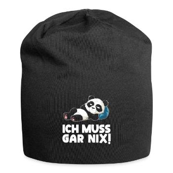 Lazy Tshirt Work Panda Funny Sarcasm Office - Jersey Beanie - black - Front