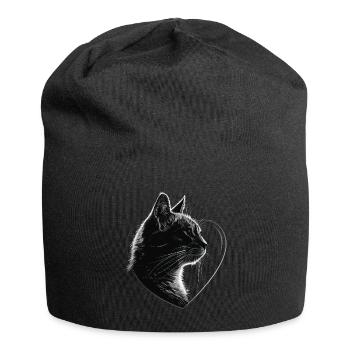 Katze - Jersey-Beanie - Schwarz - Vorne