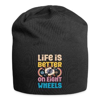 Rollerskater Party Life Is Better On Wheels Gift - Jersey-Beanie - Schwarz - Vorne
