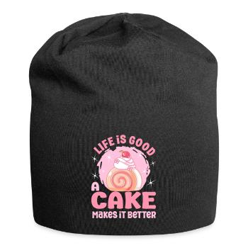 Pâtissier La vie est bonne Le gâteau fait meilleur cadeau - Bonnet en jersey - noir - Devant