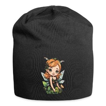 Blühende Waldfee – Süßer Naturgeist - Jersey-Beanie - Schwarz - Vorne