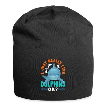 I just like dolphins, ok? - Jersey Beanie - black - Front