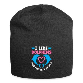 I like dolphins and maybe 3 people - Jersey Beanie - charcoal grey - Front