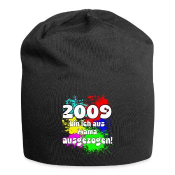 2009 bin ich aus meiner Mama ausgeszogen - Jersey-Beanie - Schwarz - Vorne