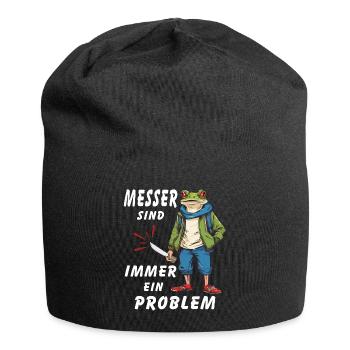 FROG KNIVES ARE ALWAYS A PROBLEM - Jersey Beanie - black - Front