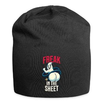 Freak Under Sheet Lustiges Gespenster Design - Jersey-Beanie - Schwarz - Vorne