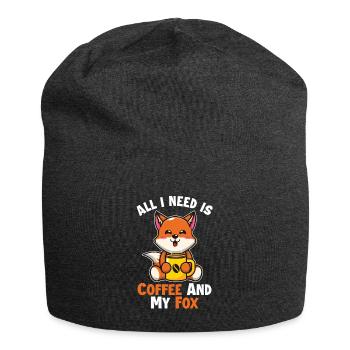 Kaffee und mein Fuchs Rotfuchs Canidae Caninae Fuchs - Jersey-Beanie - Anthrazit - Vorne