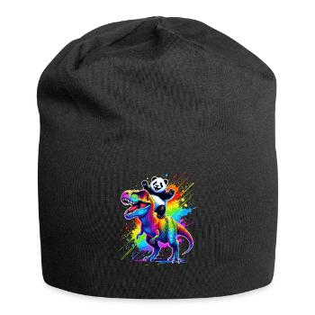 Splash Art Dinosaur T-Rex Panda Tyrannosaurus Rex - Jersey Beanie - black - Front