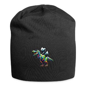 Geometric Art Dinosaur T-Rex Panda Tyrannosaurus - Jersey Beanie - black - Front