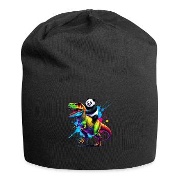 Splash Art Dinosaur T-Rex Panda Tyrannosaurus Rex - Jersey Beanie - black - Front