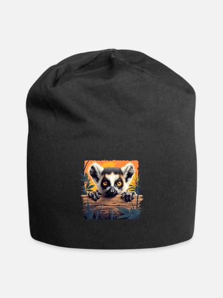 Lemuren Lemurs Lemur - Jersey-Beanie - Schwarz