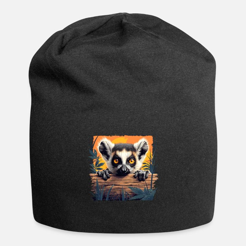 Lemuren Lemurs Lemur - Jersey-Beanie - Schwarz