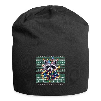 Waschbär Ugly Christmas Weihnachten Xmas Santa - Jersey-Beanie - Schwarz - Vorne