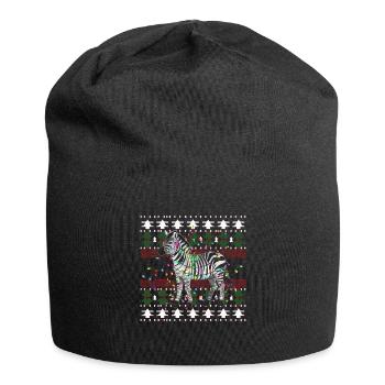 Zebra Ugly Christmas Weihnachten Xmas Santa Claus - Jersey-Beanie - Schwarz - Vorne