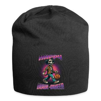 Happy Howl-oween Lustiger Halloween Hunde Spruch - Jersey-Beanie - Schwarz - Vorne