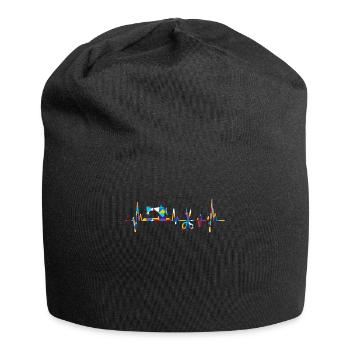 Quilt Knitting Crochet Sewing Machine Fabric - Jersey Beanie - black - Front