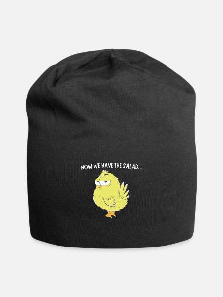 Küken mit Salat Spruch - Jersey-Beanie - Schwarz