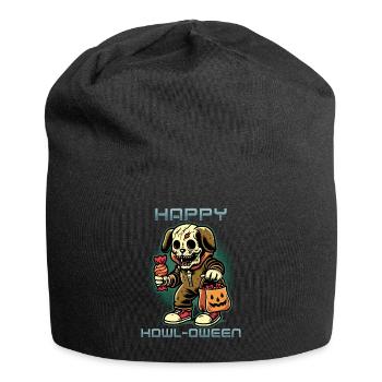 Happy Howl-o-ween Lustiger Halloween Hunde Spruch - Jersey-Beanie - Schwarz - Vorne