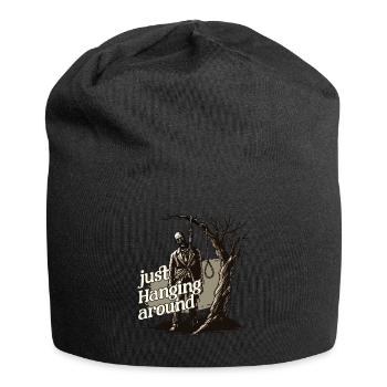 Funny Halloween Saying just hanging around - Jersey Beanie - black - Front