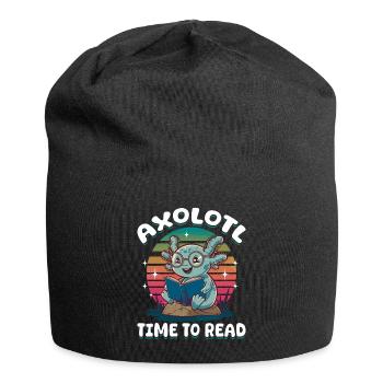 Funny Axolotl Books Kawaii Axolotl Time to Read - Jersey-Beanie - Schwarz - Vorne
