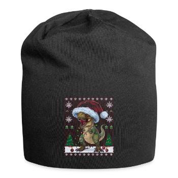 Dinosaur Ugly Christmas Christmas Xmas Trex - Jersey Beanie - black - Front