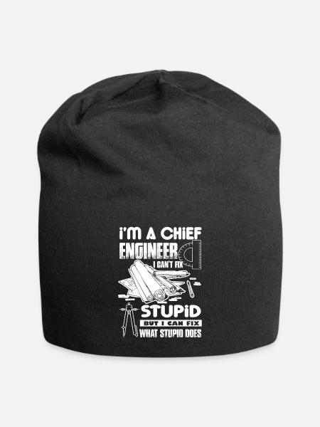 Chief Engineer I Cannot Fix Stupid - Jersey Beanie - black