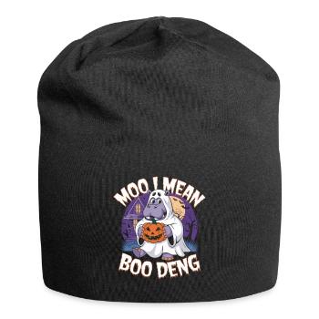 Funny Hippo Halloween Ghost Costume Boo Deng Pun - Jersey-Beanie - Schwarz - Vorne