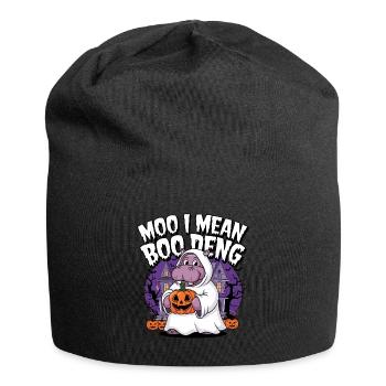 Funny Hippo Halloween Ghost Costume Boo Deng Pun - Jersey-Beanie - Schwarz - Vorne