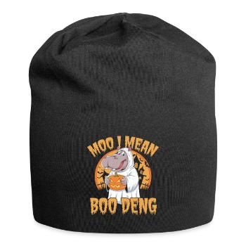 Funny Hippo Halloween Ghost Costume Boo Deng Pun - Jersey-Beanie - Schwarz - Vorne