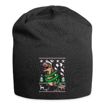 Dinosaur Ugly Christmas Christmas Xmas Trex - Jersey Beanie - black - Front