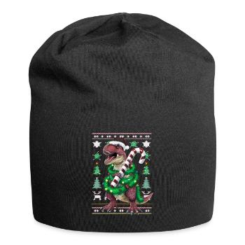 Dinosaur Ugly Christmas Christmas Xmas Trex - Jersey Beanie - black - Front