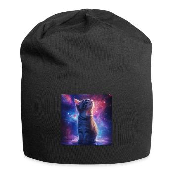 Katze - Jersey-Beanie - Schwarz - Vorne