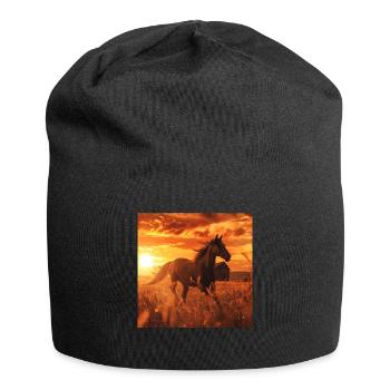 Pferd - Jersey-Beanie - Schwarz - Vorne