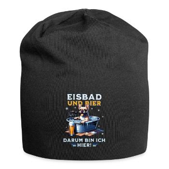 Eisbad und Bier French Bulldog Fun Design - Jersey-Beanie - Schwarz - Vorne