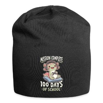 Gamer Axolotl Kawaii 100 Days of School - Jersey Beanie - black - Front