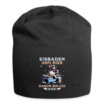 Eisbad und Bier French Bulldog Bulldogge Eisbaden - Jersey-Beanie - Schwarz - Vorne