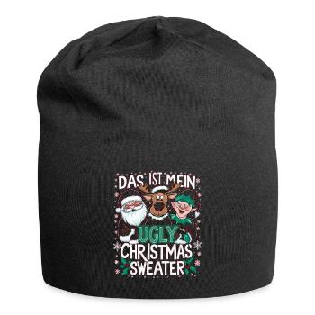 Pull de Noël moche Weihnachten Noël Père Noël - Bonnet en jersey - noir - Devant