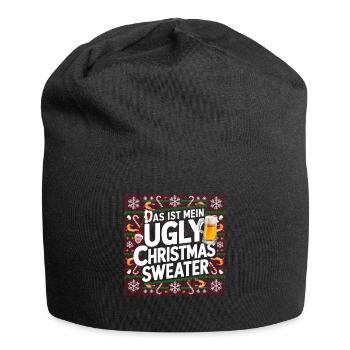 Pull de Noël moche Weihnachten Noël Père Noël - Bonnet en jersey - noir - Devant
