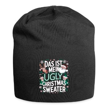 Pull de Noël moche Weihnachten Noël Père Noël - Bonnet en jersey - noir - Devant